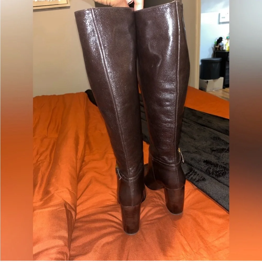 Tory Burch Calf Leather Banana Heel Boot chocolate  Brown John Coco 8 - Picture 6 of 8